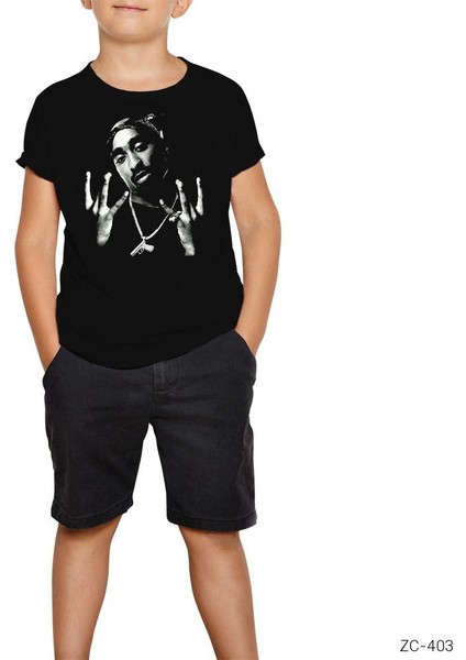 Tupac Shakur West Side Siyah Çocuk Tişört