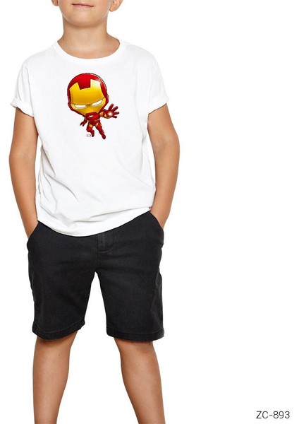 Iron Man Stylized Beyaz Çocuk Tişört