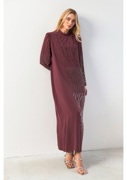 Nara Taş Işlemeli Abiye - Gül Kurusu fiyatları