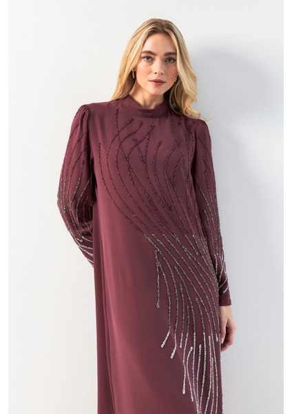 Nara Taş Işlemeli Abiye - Gül Kurusu modelleri