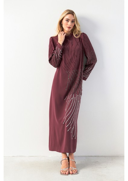 Nara Taş Işlemeli Abiye - Gül Kurusu fırsatları