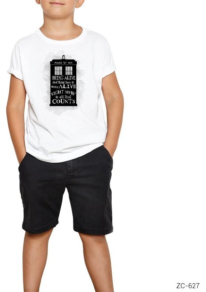 Doctor Who Tardis Being Alive Quote Beyaz Çocuk Tişört