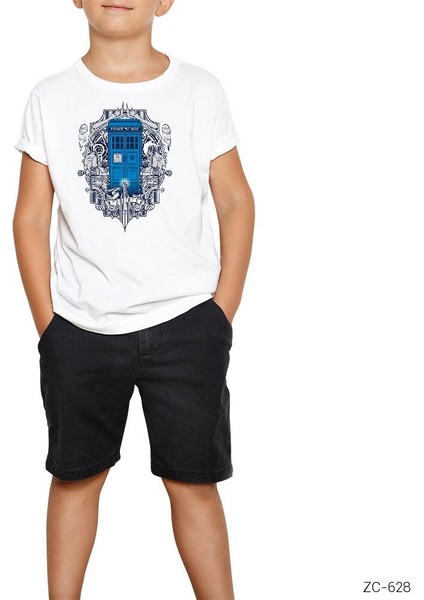 Doctor Who Badge Beyaz Çocuk Tişört