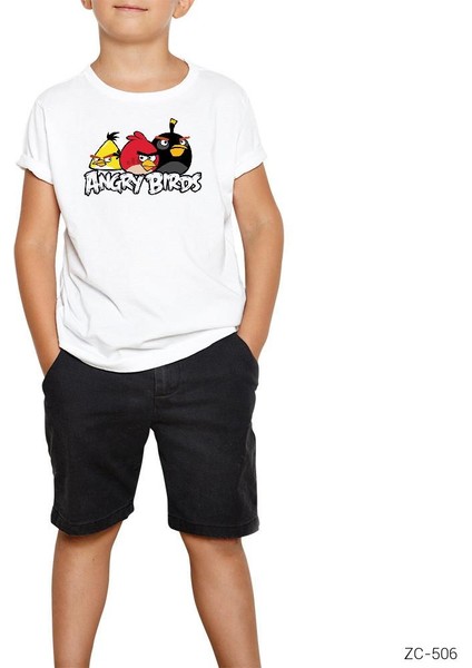 Angry Birds Şaşkın Beyaz Çocuk Tişört