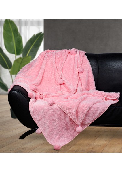 Ayıcı Oyuncak Ponponlu 200X220 cm Pelüş Tv Battaniyesi