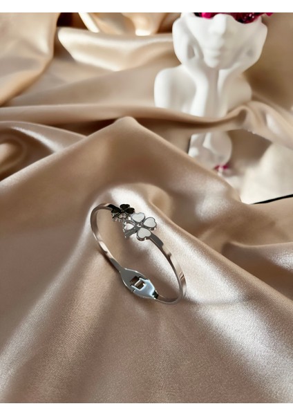 Yonca Silver Çelik Kelepçe Bileklik modelleri