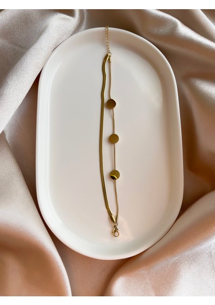 2li Italyan Zincirli Üç Nokta Gold Çelik Bileklik modelleri