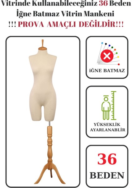 36 Beden Vitrin Amaçlı Terzi Mankeni Vitrin Mankeni (Iğne Batmaz)