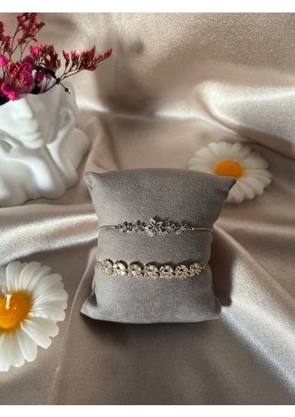 Kar Tanesi Zirkon Taş Detay Luxury Silver Çelik Asansörlü Bileklik fiyatları