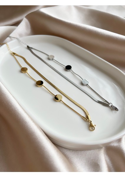 2li Italyan Zincirli Üç Nokta Silver Çelik Bileklik fiyatları