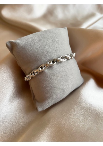 Kalın Sarmal Silver Çelik Bileklik