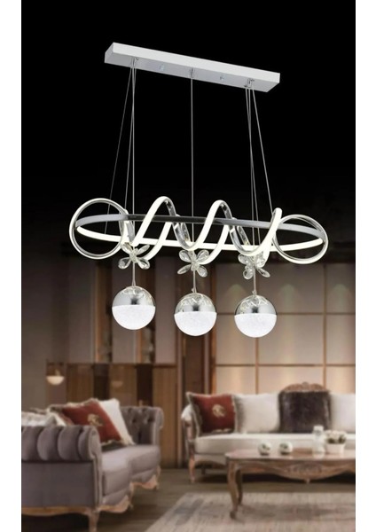 Kuzey Sıralı Krom Kaplamalı 3 Renk Sarkıt LED Avize Modern