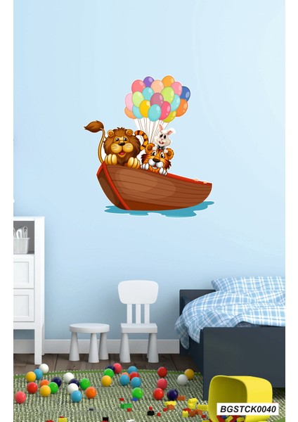 Bizerk Görsel Sevimli Hayvanlar Balon Çocuk Odası Kreş Anaokulu Duvar Yapışkanı Sticker