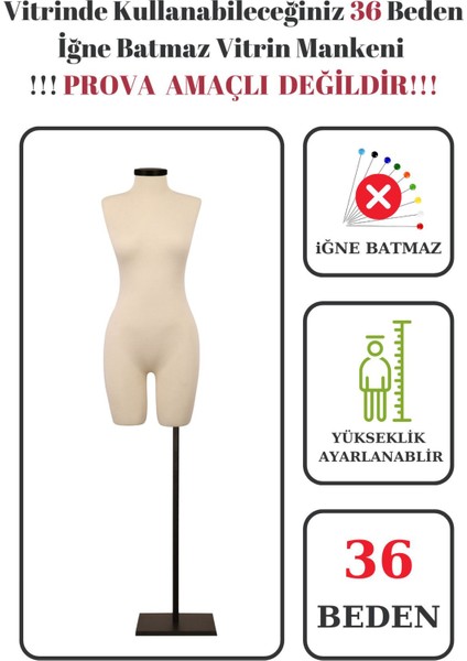 36 Beden Vitrin Amaçlı Terzi Mankeni Vitrin Mankeni (Iğne Batmaz)