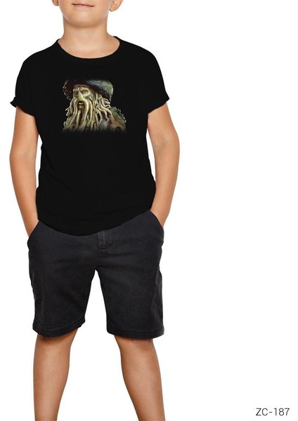 Pirates Of Caribbean Davy Jones Siyah Çocuk Tişört