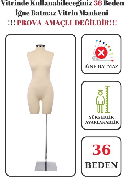 36 Beden Vitrin Amaçlı Terzi Mankeni Vitrin Mankeni (Iğne Batmaz)