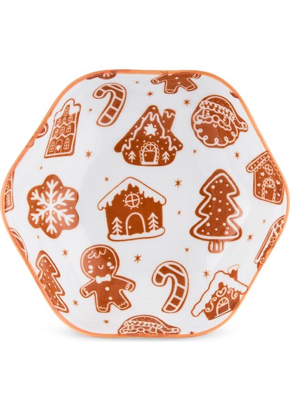 New Year Yılbaşı Gingerbread Hexagon Çerezlik 10 cm