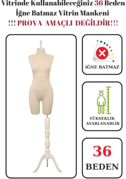 36 Beden Vitrin Amaçlı Terzi Mankeni Vitrin Mankeni (Iğne Batmaz)