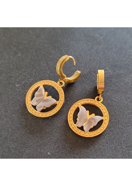 Gold Sallantılı Şık Kelebek Küpe