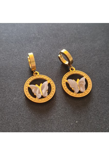 Gold Sallantılı Şık Kelebek Küpe