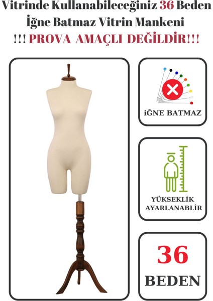 36 Beden Vitrin Amaçlı Terzi Mankeni Vitrin Mankeni (Iğne Batmaz)