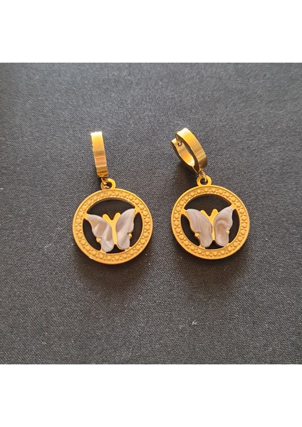 Gold Sallantılı Şık Kelebek Küpe