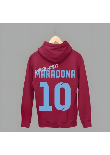 Diego Maradona Sırt 10 Numara Milli Takım Forma Baskılı Kapüşonlu Sweatshirt
