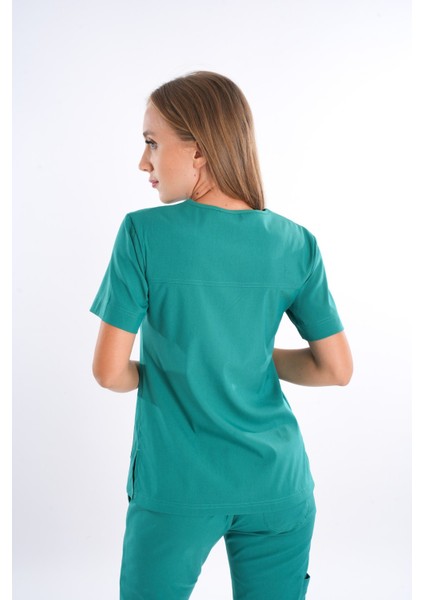 Business Model Soft Likra Ameliyathane Yeşili Doktor Hemşire Hastane Scrubs Üniforma Takımı modelleri