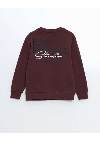 Kids Mürdüm Bisiklet Yaka Erkek Çocuk Kalın Sweatshirt
