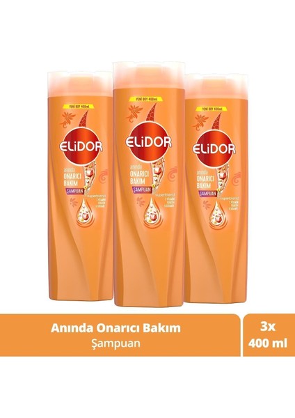 Superblend Saç Bakım Şampuanı Anında Onarıcı Bakım C Vitamini Keratin Seramid 400 ml X3 Adet