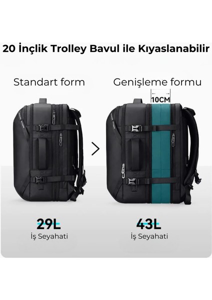 Infinitely Genişletilebilir Çoklu Bölmeli Laptop Giysi Gri Renk Sırt Çantası G1_MR9993_KR07