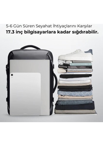 Infinitely Genişletilebilir Çoklu Bölmeli Laptop Giysi Gri Renk Sırt Çantası G1_MR9993_KR07