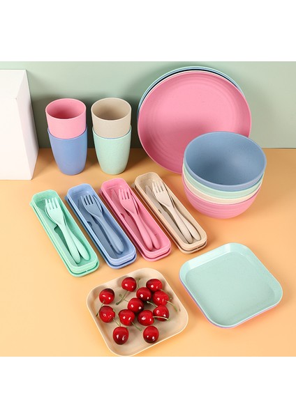 Çatal Bıçak Takımı 32 Parça Tabak Seti, Tabaklar, Bıçaklar, Çatal ve Kaşıklar, Plastik Portatif Çatal Bıçak Takımı Seti (Yurt Dışından)