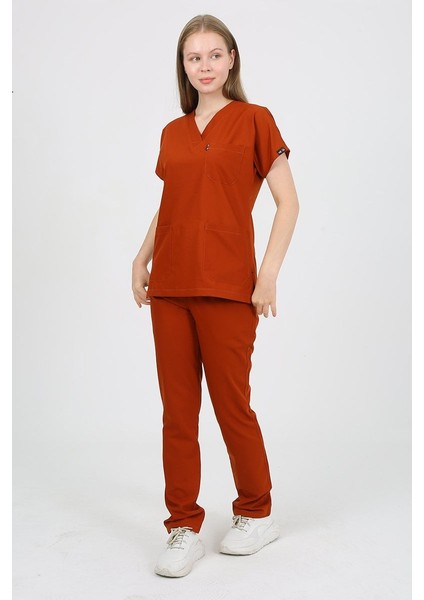 Daisy V Yaka Kiremit Unisex Uniforma (Likralı) M - Takım - Hayır Isim Yazılmasın fiyatları