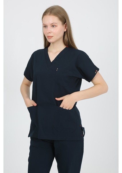 Daisy V Yaka Petrol Unisex Uniforma (Likralı) S - Takım - Hayır Isim Yazılmasın modelleri