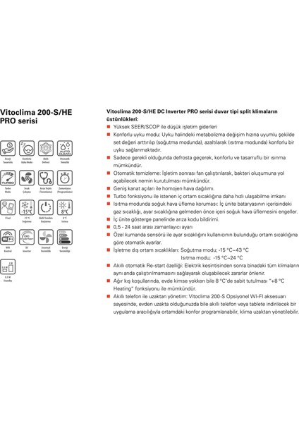 Vitoclima "pro Serısı" 220-S/HE WS2025MEN3 R32 Gaz A++ 9.000 Btu Duvar Tipi Inverter Klima (Montaj Harıc)