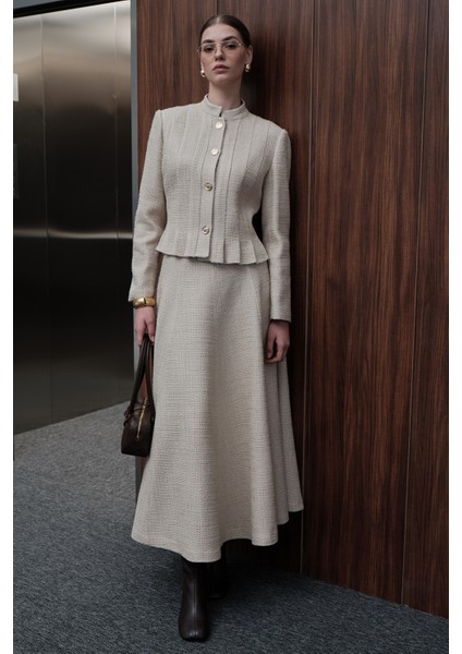 Dokulu Düğmeli Ceket Bej fiyatları