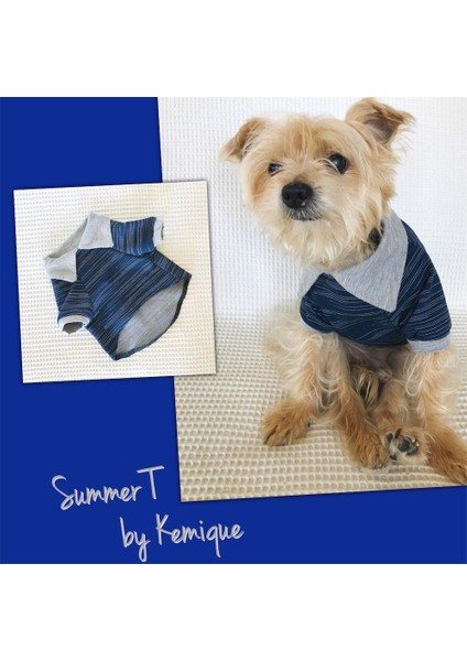 Lacivert Gri- Polo Yaka Tişört - Summer Köpek Elbisesi