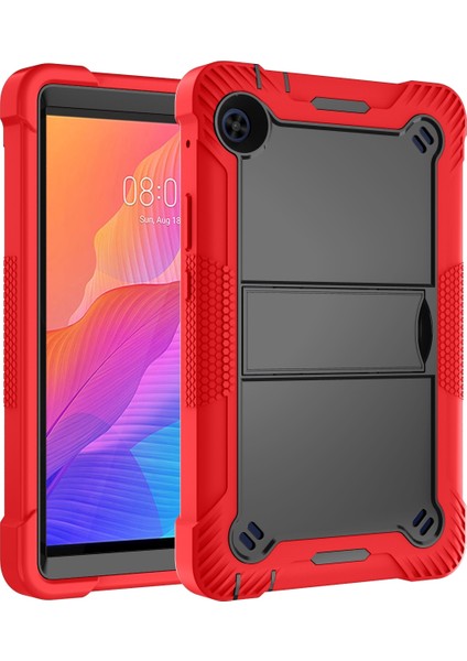 Huawei Matepad T8 Kırmızı + Siyah Için Silikon + Pc Kılıfı (Yurt Dışından)