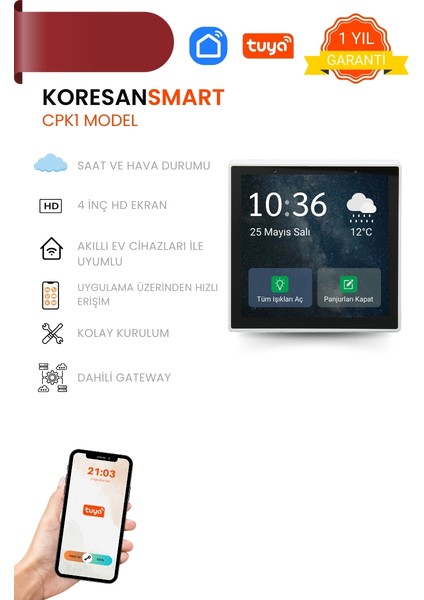Cpk-1 Tuya Dokunmatik Kontrol Paneli – Zigbee/wifi/bluetooth 3’lü Dahili Gateway
