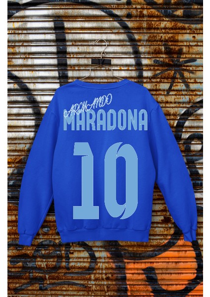 Diego Maradona Sırt 10 Numara Milli Takım Forma Baskılı Unisex Bisiklet Spor Sweatshirt