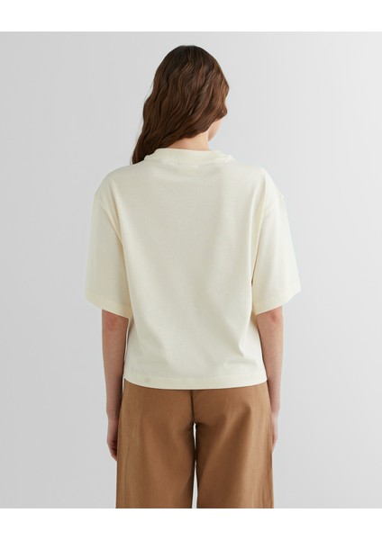 Kadın Krem Relaxed Fit Bisiklet Yaka Logolu T-Shirt 42324322T.130 fiyatları