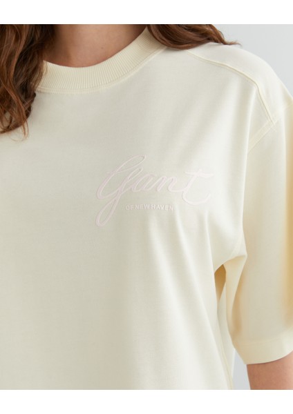 Kadın Krem Relaxed Fit Bisiklet Yaka Logolu T-Shirt 42324322T.130 indirimleri