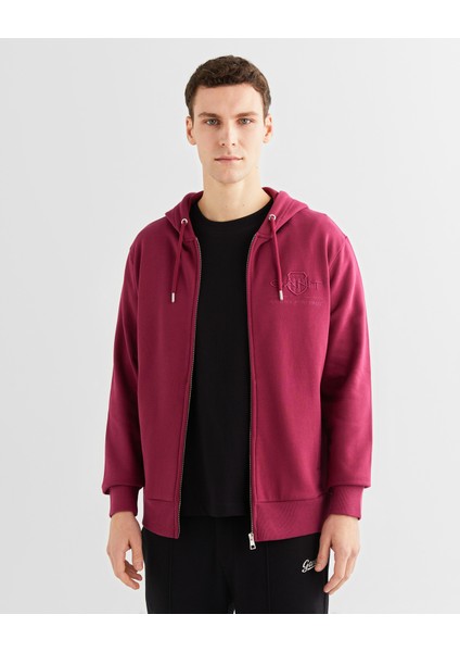 Erkek Bordo Regular Fit Kapüşonlu Logolu Sweatshirt 2037021.558