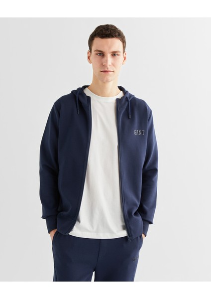 Erkek Lacivert Relaxed Fit Kapüşonlu Logolu Sweatshirt 2524345T.410