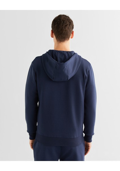 Erkek Lacivert Relaxed Fit Kapüşonlu Logolu Sweatshirt 2524345T.410