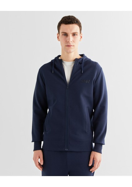 Erkek Lacivert Relaxed Fit Kapüşonlu Logolu Sweatshirt 2524345T.410