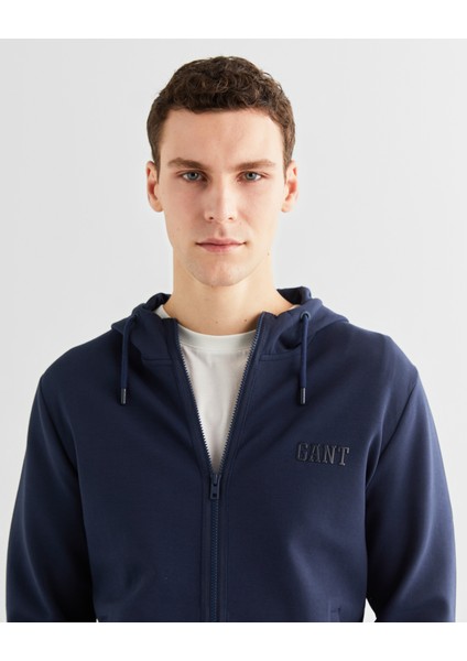 Erkek Lacivert Relaxed Fit Kapüşonlu Logolu Sweatshirt 2524345T.410