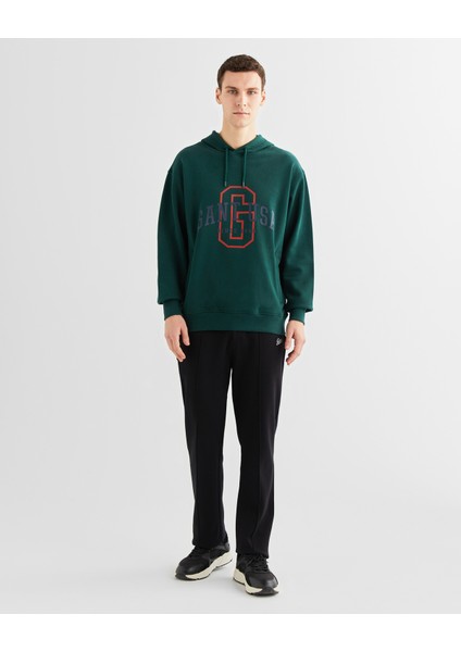 Erkek Yeşil Relaxed Fit Kapüşonlu Logolu Sweatshirt 2524338T.374