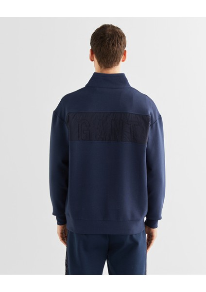 Erkek Lacivert Relaxed Fit Yarım Fermuarlı Sweatshirt 2524340T.410
